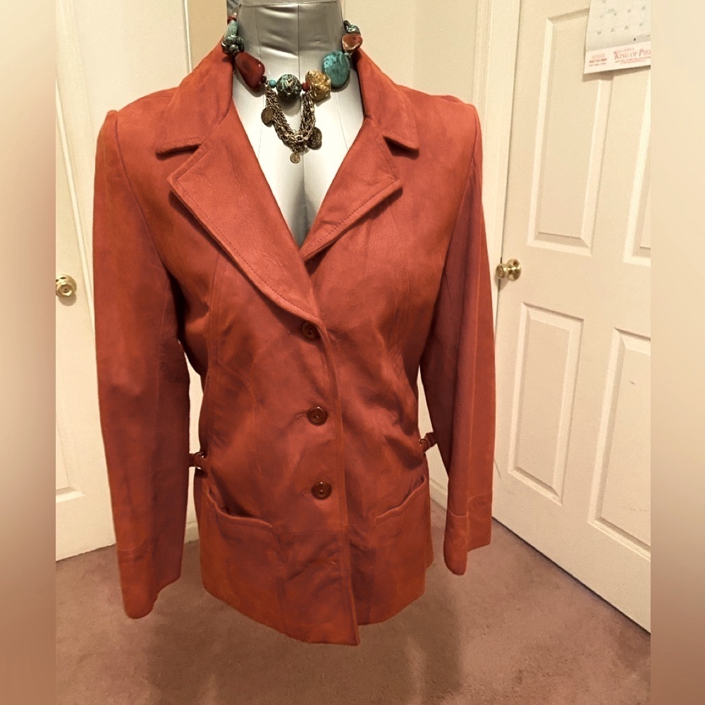 Vintage Designer Suede Button Jacket S/M - image 1
